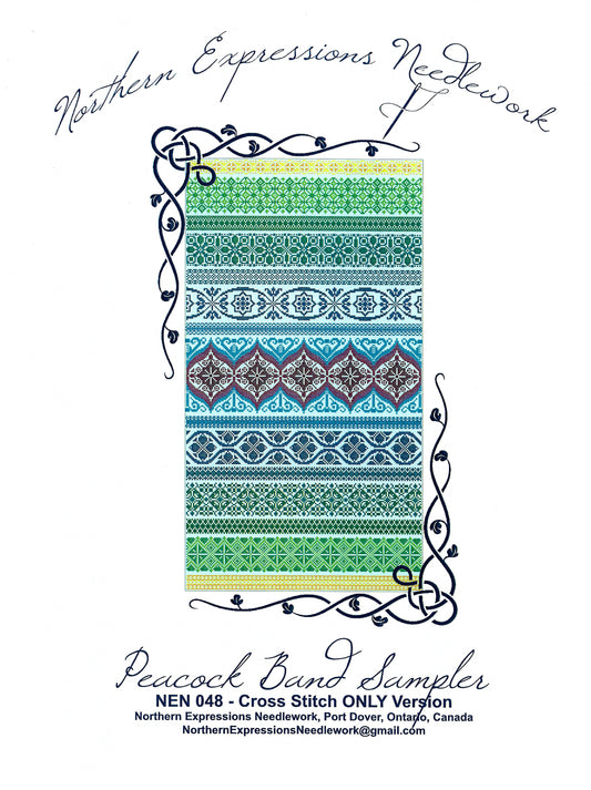 Northern Expressions Needleworks - Peacock Band Sampler Cross Stitch Only